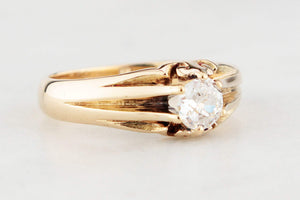 ANTIQUE VICTORIAN .55ct OLD MINE CUT DIAMOND RING 18ct GOLD