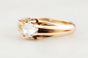ANTIQUE VICTORIAN .55ct OLD MINE CUT DIAMOND RING 18ct GOLD