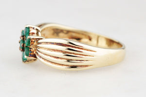 RETRO 1980 EMERALD CLUSTER RING 9ct GOLD