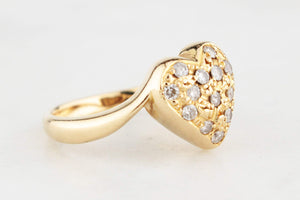 VINTAGE DIAMOND HEART RING 18ct YELLOW GOLD