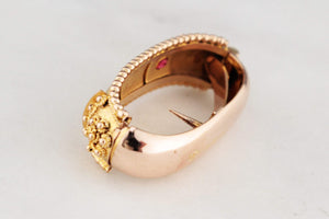 ANTIQUE EDWARDIAN DIAMOND & GARNET SCARF CLIP 9ct GOLD