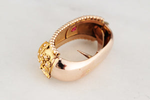 ANTIQUE EDWARDIAN DIAMOND & GARNET SCARF CLIP 9ct GOLD