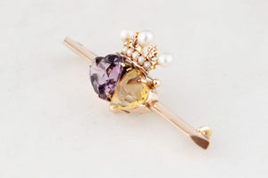 ANTIQUE VICTORIAN DOUBLE HEART & CROWN BROOCH 9ct GOLD