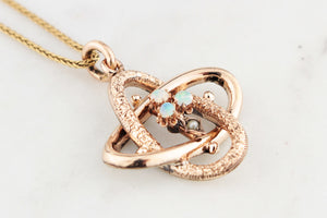 ANTIQUE EDWARDIAN CELESTIAL OPAL & SEED PEARL PENDANT 9ct GOLD