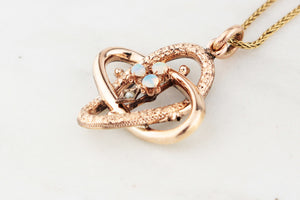 ANTIQUE EDWARDIAN CELESTIAL OPAL & SEED PEARL PENDANT 9ct GOLD