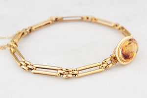 ANTIQUE EDWARDIAN 4.80ct CITRINE BRACELET 9ct GOLD