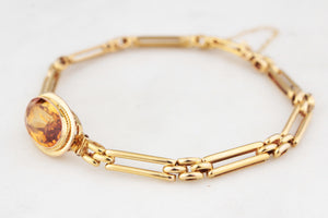 ANTIQUE EDWARDIAN 4.80ct CITRINE BRACELET 9ct GOLD