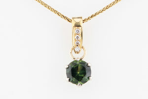 BESPOKE 1.75ct PARTI SAPPHIRE & DIAMOND PENDANT 18ct GOLD