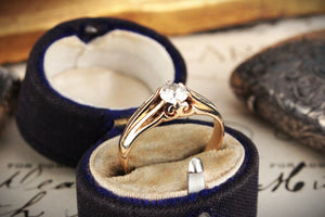 ANTIQUE VICTORIAN .55ct OLD MINE CUT DIAMOND RING 18ct GOLD