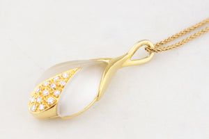 VINTAGE ‘TULIP’ ROCK CRYSTAL & DIAMOND PENDANT 18ct GOLD