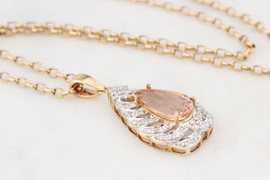 CONTEMPORARY MORGANITE & DIAMOND PENDANT 9ct GOLD