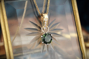 BESPOKE 1.75ct PARTI SAPPHIRE & DIAMOND PENDANT 18ct GOLD