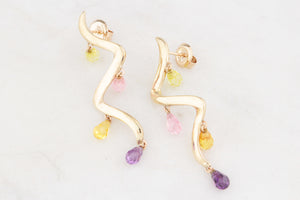 CONTEMPORARY MIXED GEM EARRINGS 9ct GOLD