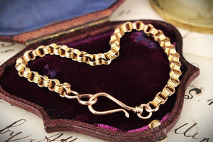 ANTIQUE VICTORIAN FANCY LINK BRACELET 9ct YELLOW GOLD