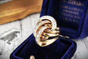 VINTAGE c1940’s DIAMOND COCKTAIL RING 18ct YELLOW GOLD & PLATINUM