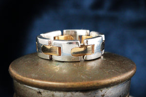 TIFFANY & CO c1990’S GATE LINK RING 18CT GOLD & SILVER