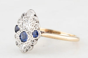 ANTIQUE c1920 ART DECO SAPPHIRE & DIAMOND RING IN 18ct GOLD & PLATINUM