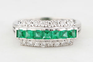 VINTAGE EMERALD & DIAMOND RING PLATINUM