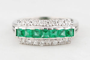 VINTAGE EMERALD & DIAMOND RING PLATINUM