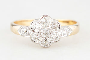 ANTIQUE c1920 .40ct DIAMOND DAISY RING IN 18ct GOLD