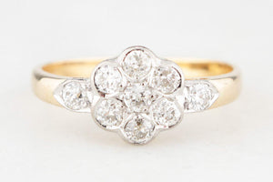 ANTIQUE c1920 .40ct DIAMOND DAISY RING IN 18ct GOLD
