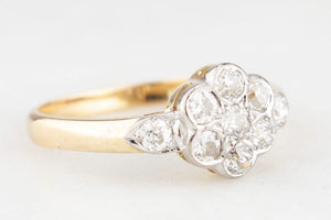 ANTIQUE c1920 .40ct DIAMOND DAISY RING IN 18ct GOLD