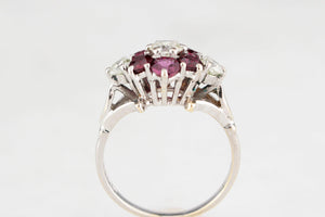 RETRO RUBY & DIAMOND CLUSTER RING IN 18ct GOLD
