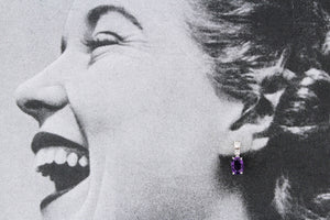 VINTAGE AMETHYST & DIAMOND EARRINGS IN 18ct WHITE GOLD