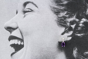 VINTAGE AMETHYST & DIAMOND EARRINGS IN 18ct WHITE GOLD