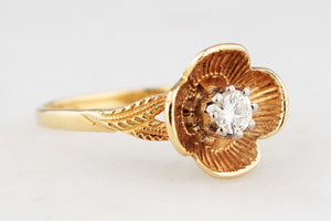 VINTAGE 1965 DIAMOND BUTTERCUP RING 18ct GOLD