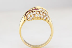 VINTAGE RUBY & DIAMOND SERPENT RING 18ct GOLD