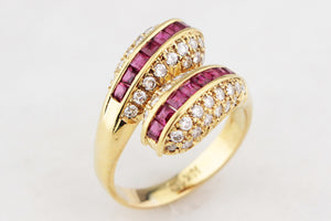 VINTAGE RUBY & DIAMOND SERPENT RING 18ct GOLD