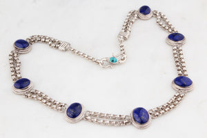 VINTAGE STERLING SILVER LAPIS LAZULI NECKLACE