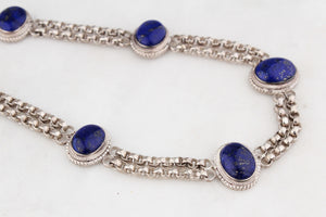VINTAGE STERLING SILVER LAPIS LAZULI NECKLACE