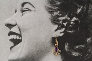 VINTAGE ESTATE ART NOUVEAU STYLE AMETHYST EARRINGS 9ct GOLD