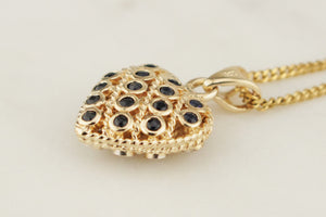 VINTAGE ESTATE REVERSIBLE SAPPHIRE & DIAMOND PENDANT 9ct GOLD