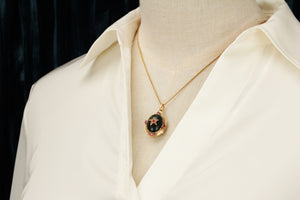 ANTIQUE VICTORIAN c1880 BLOODSTONE RUBY & DIAMOND LOCKET 15ct GOLD