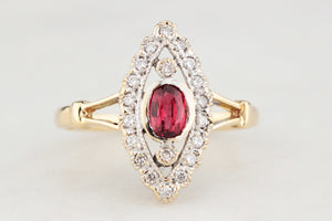 VINTAGE RUBY & DIAMOND RING 18ct GOLD
