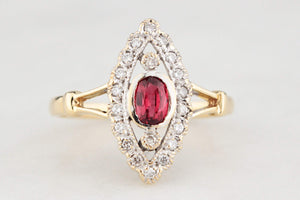 VINTAGE RUBY & DIAMOND RING 18ct GOLD