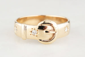 VINTAGE DIAMOND BUCKLE RING 9ct GOLD