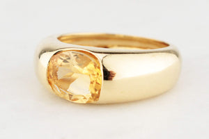 VINTAGE ITALIAN CITRINE DOME RING 18ct GOLD
