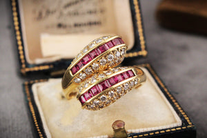 VINTAGE RUBY & DIAMOND SERPENT RING 18ct GOLD