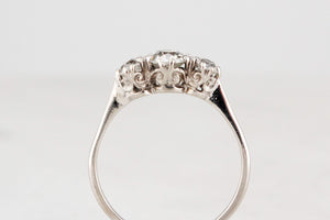 ANTIQUE 1ct OLD CUT DIAMOND TRILOGY RING 18ct GOLD