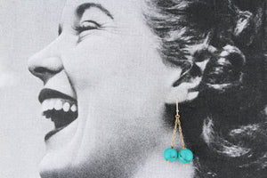ANTIQUE TURQUOISE DROP EARRINGS 9ct GOLD