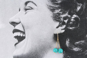 ANTIQUE TURQUOISE DROP EARRINGS 9ct GOLD