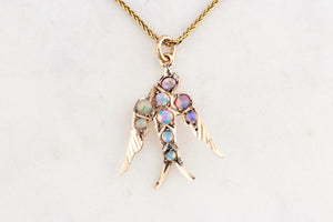 ANTIQUE AUSTRALIAN OPAL DOVE PENDANT BY WILLIS & CO 9ct GOLD