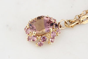 MODERN AMETRINE & AMETHYST CLUSTER PENDANT 9ct GOLD