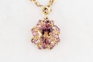 MODERN AMETRINE & AMETHYST CLUSTER PENDANT 9ct GOLD