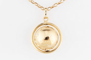 VINTAGE SPINNING GLOBE PENDANT 9ct GOLD