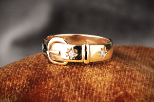 VINTAGE DIAMOND BUCKLE RING 9ct GOLD